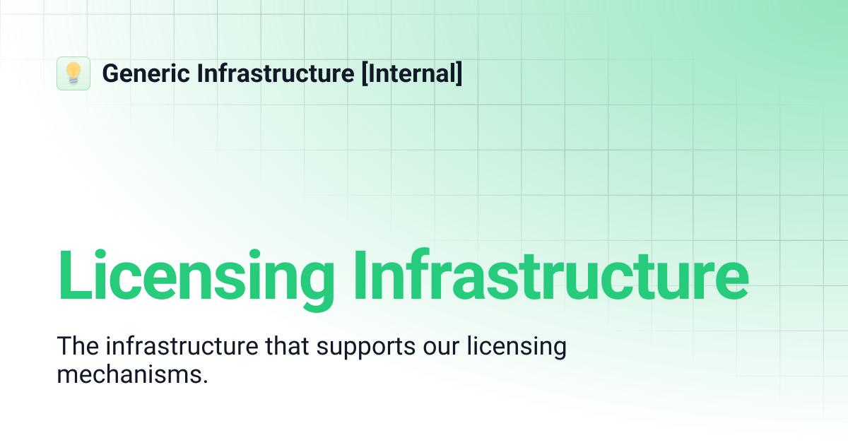 Licensing Infrastructure | Generic Infrastructure [Internal]