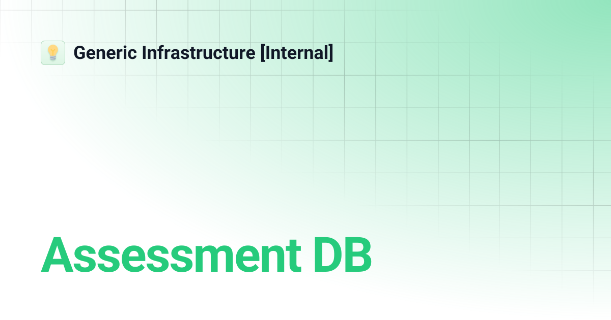 Assessment DB | Generic Infrastructure [Internal]