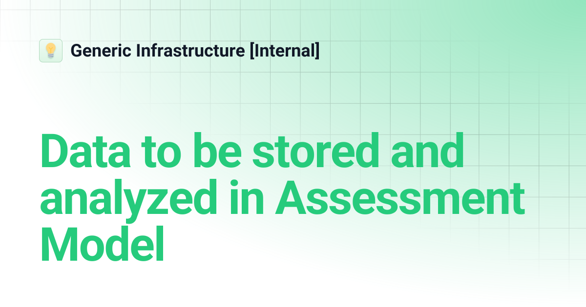 Data to be stored and analyzed in Assessment Model | Generic ...