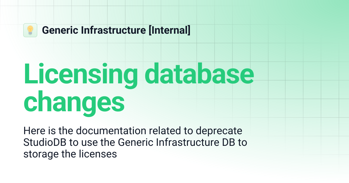 Licensing database changes | Generic Infrastructure [Internal]