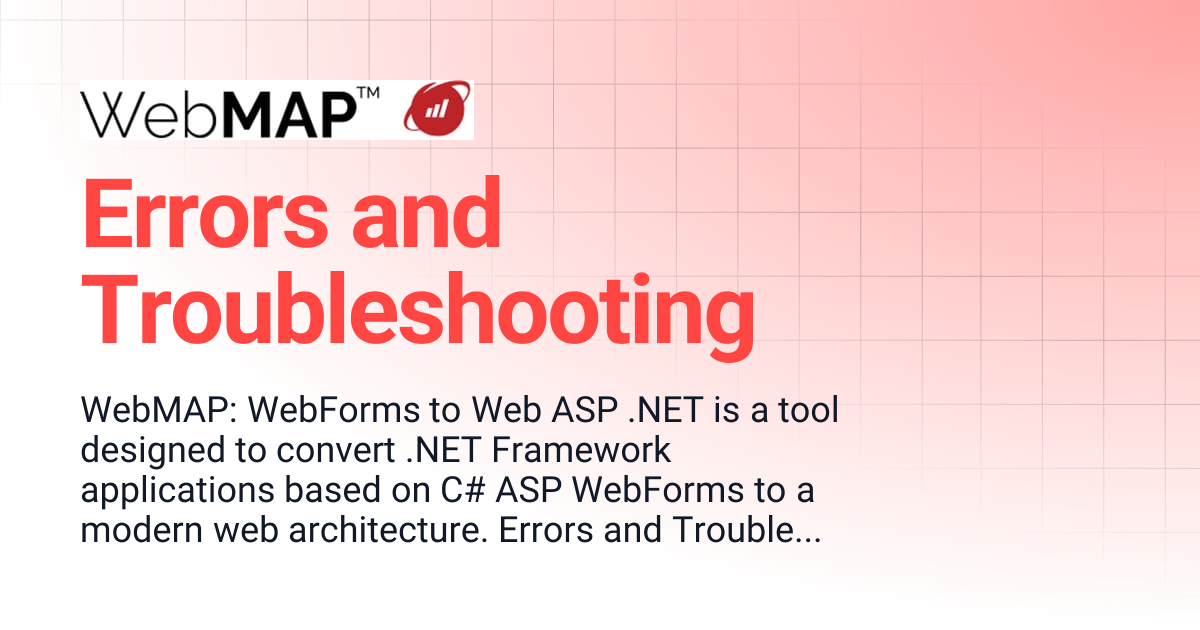 Errors and Troubleshooting | WebMAP Documentation | Mobilize.Net
